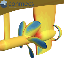 Propeller CFD & FSI – Blade Loading & Structural Response in a Vessel Wake Pressure distribution on hull-propeller-rudder configuration for FSI computations